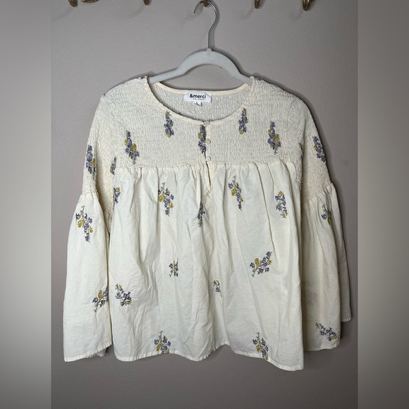 &merci Tops - &Merci Cream Floral Blouse